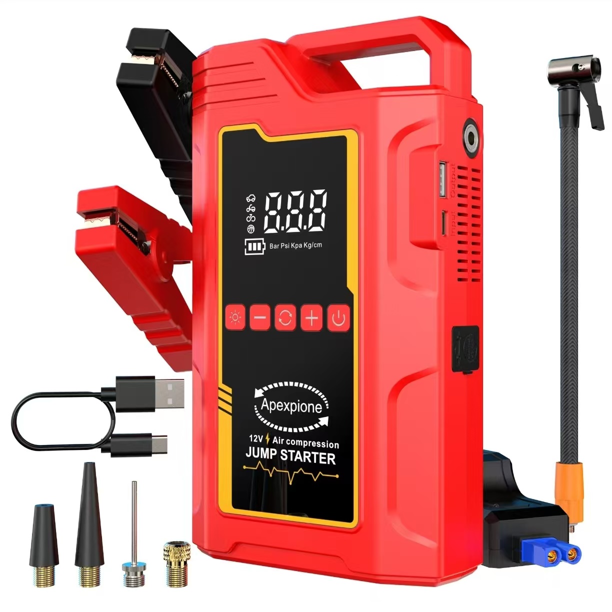 12V 自動車緊急始動電源 SOS レスキューライト電動エアポンプ充電器車のジャンプスターターエアコンプレッサー