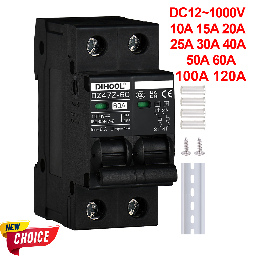 DC1000V MCB ソーラー DC サーキットブレーカー過負荷保護切断スイッチ 100A 120A 20A 25A 30A 40A 50A 60A バッテリープロテクター