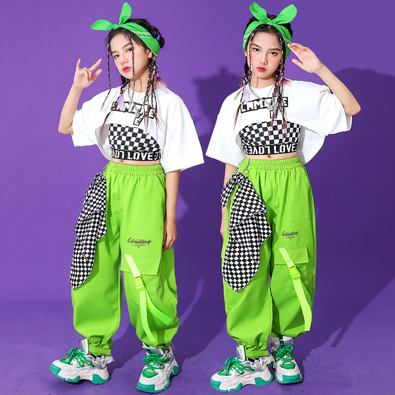 子供ストリートダンス衣装、トレンドブランド婦人服、ジャズダンス、ヒップホップ、ガールズストリートダンス衣装、ランウェイセット