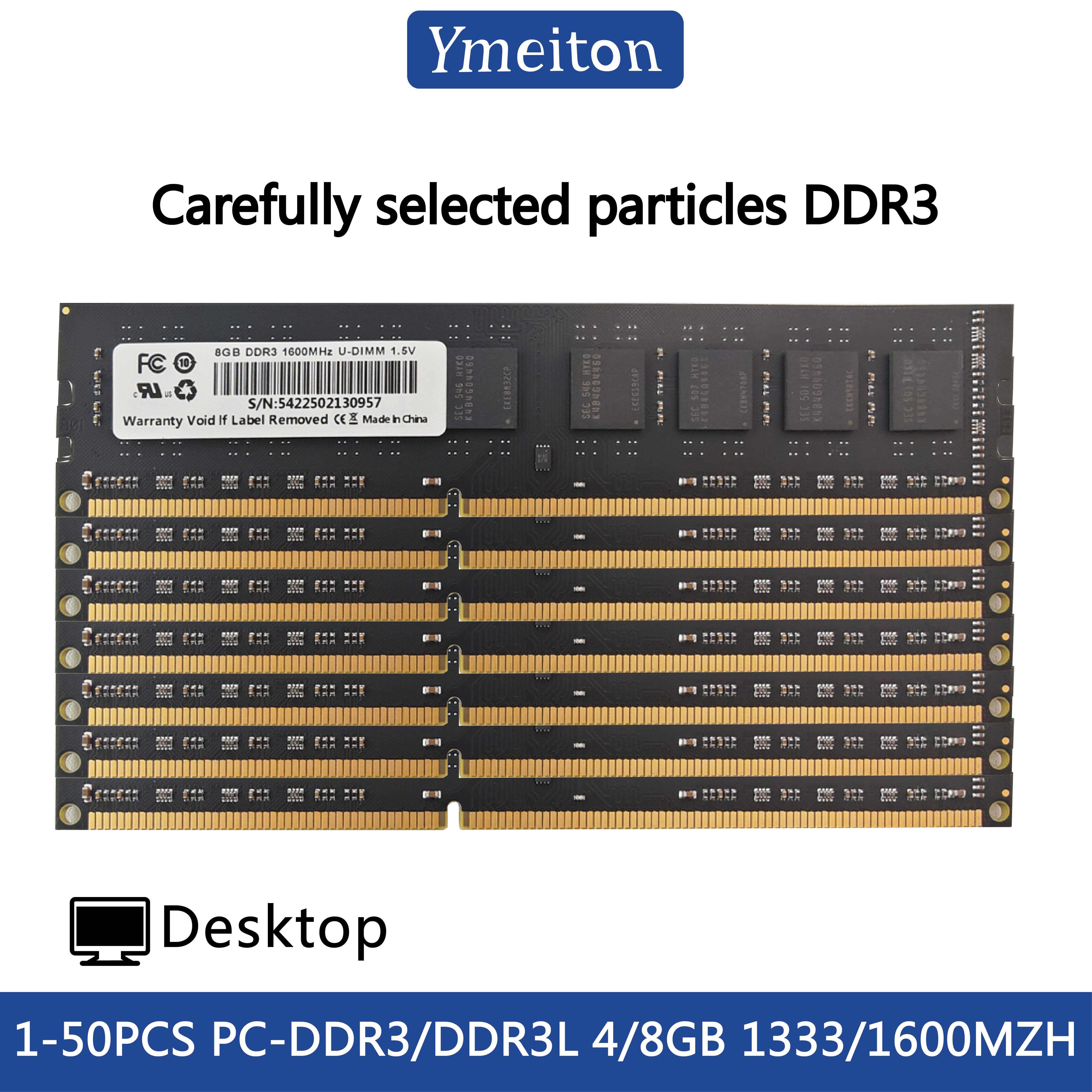 Ymeiton デスクトップメモリ DDR3 4GB 8GB 1600MHz 1333MHz RAM DDR3 U-DIMM RAM 240ピン 1.5V PC DDR3L デスクトップメモリ卸売