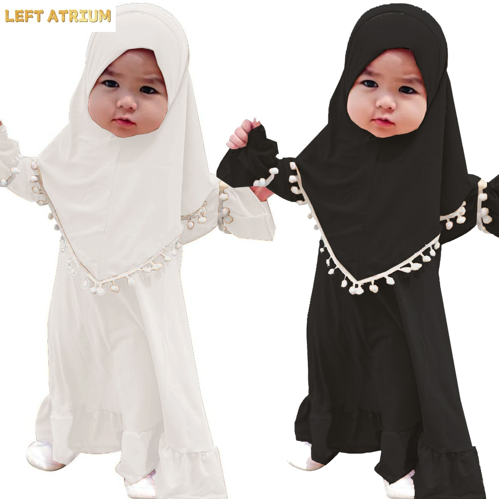 2 個イスラム教徒ドレスガールズキッズ祈り服イスラムヒジャブアバヤ Khimar Abayas イスラム祈りドレス Niqab カフタンスカーフローブ