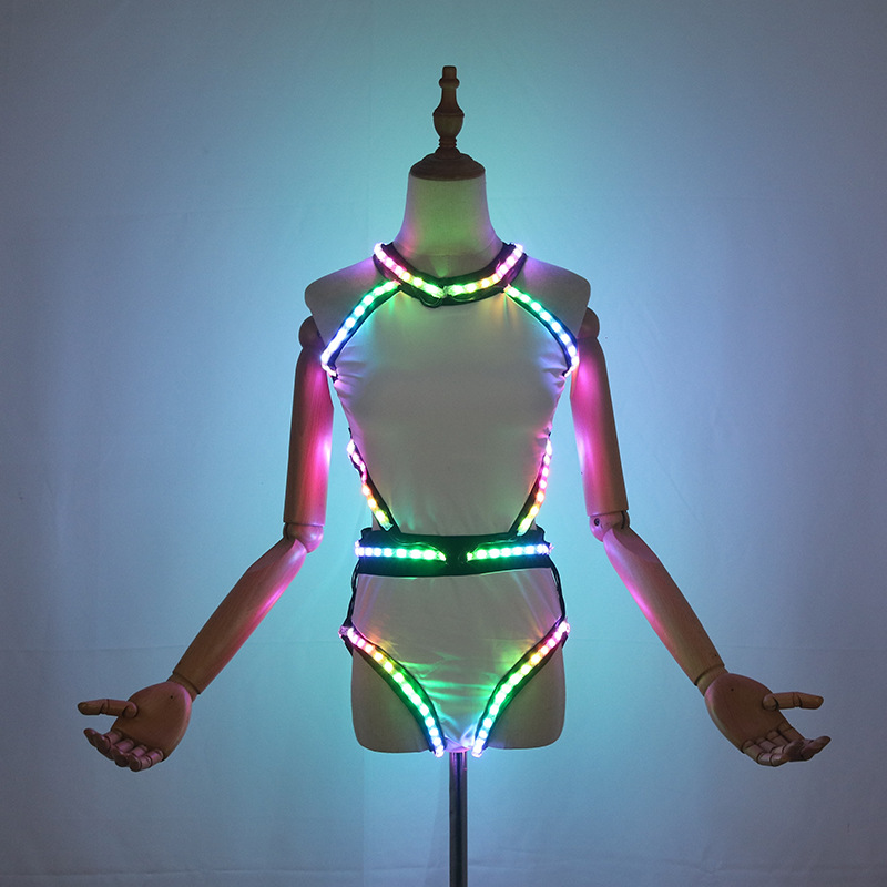 女性の LED ライトアップボディスーツセクシーなゴーゴーダンサー発光ナイトクラブパーティーフェスティバルステージパフォーマンスウェアハロウィンショー