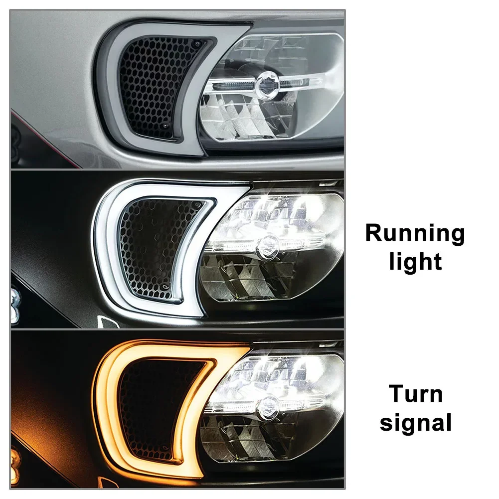 オートバイトレーサーヘッドライトベントアクセント LED インジケータライトハーレーロードグライド 2015 2016 2017 2018 2019 2020 2021 2022 2023