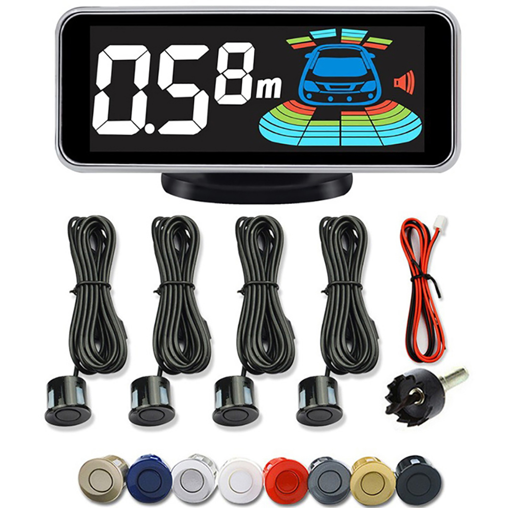 4 個/6 個/8 個プローブ後部逆転レーダーシステムパーキングセンサーキット LCD ディスプレイ車の距離検出音警告ブザー