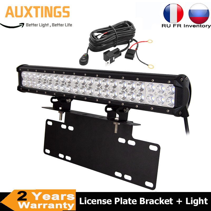 ユニバーサル 20 インチ 126 ワット LED ライトバーフロントバンパーナンバープレートブラケット配線フィット ATV トラック SUV 4x4 トラクター車の車両