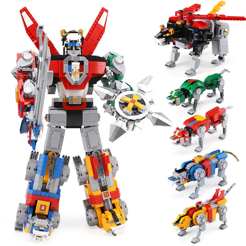 2337 個 5-in-1 結合ライオンメカロボットビルディングブロック、MOC 変形可能なメカモデルキット、アクションフィギュアアセンブリレンガおもちゃ
