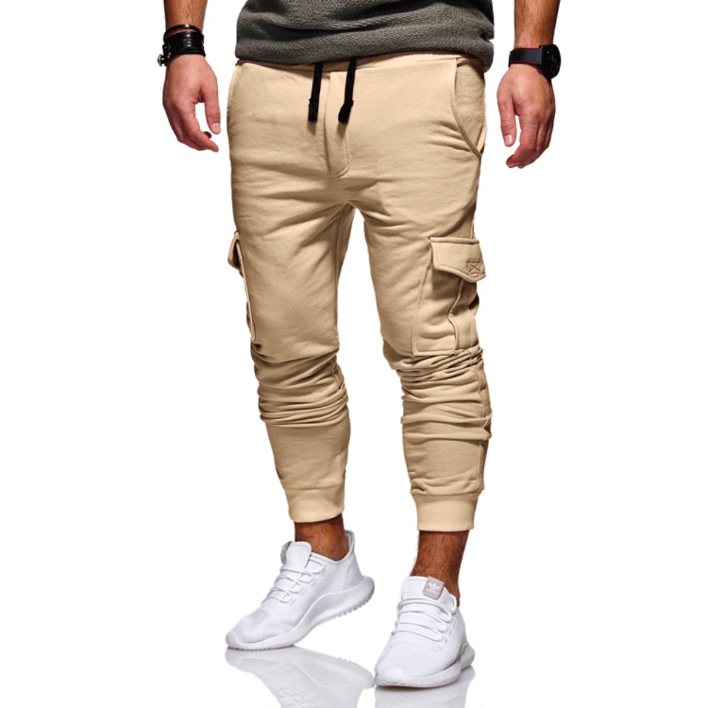 Men's Pants Fashion Hip Hop Multi-pocket Trousers Trendy Streetwear Solid Sweatpants Joggers Male Casual Cotton Trousers