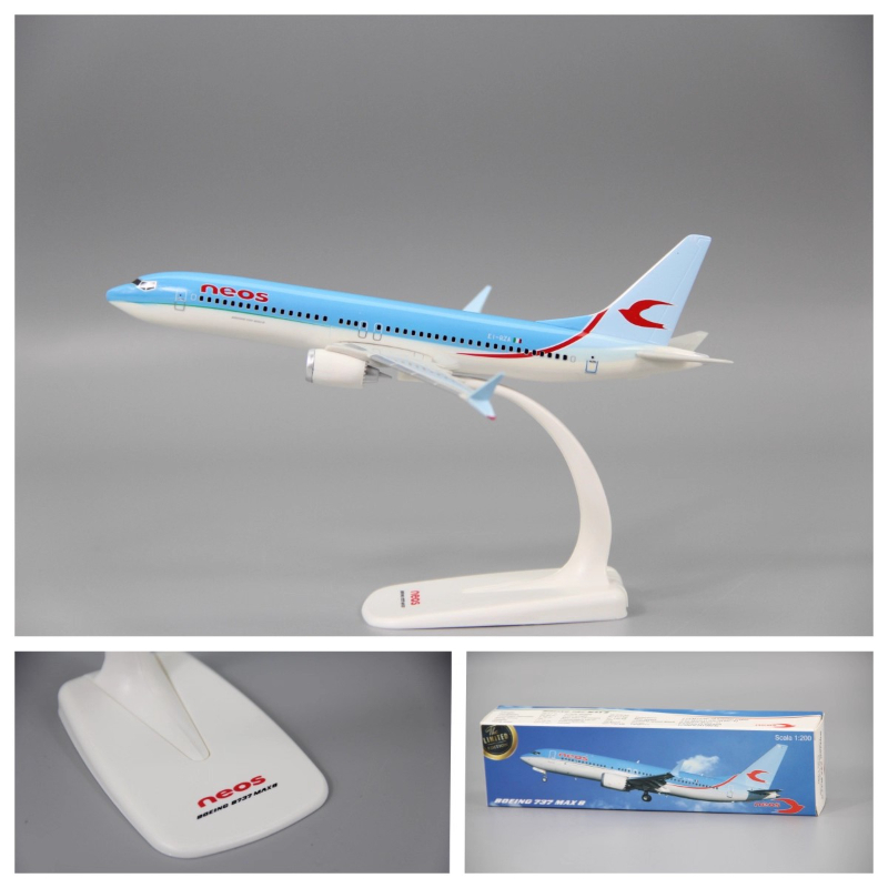 1:200 スケール B737 MAX8 ネオス航空 ABS プラスチック飛行機航空機模型玩具アセンブリ樹脂コレクションディスプレイギフトファン