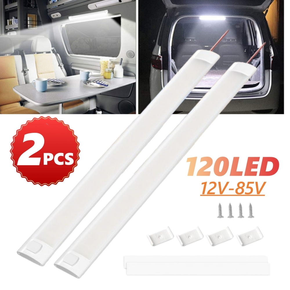 2 個 120 LED RV トランクライト 12v/24v キャラバン天井 LED トレーラーキャンピングカーバンローリートラックキャンピングカーボートライト室内照明