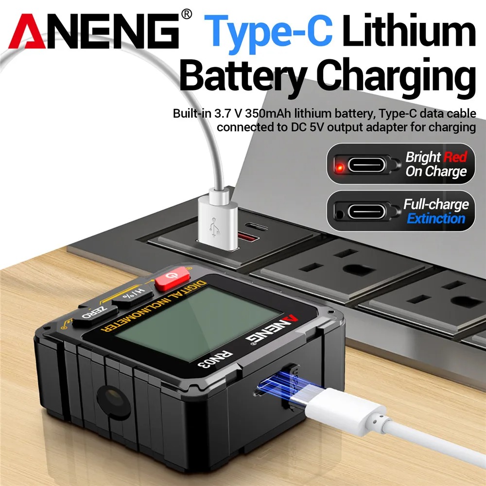 ANENG デジタルゴニオメーター電子レベルボックス電子角度定規バックライト分度器木工傾斜計ツール