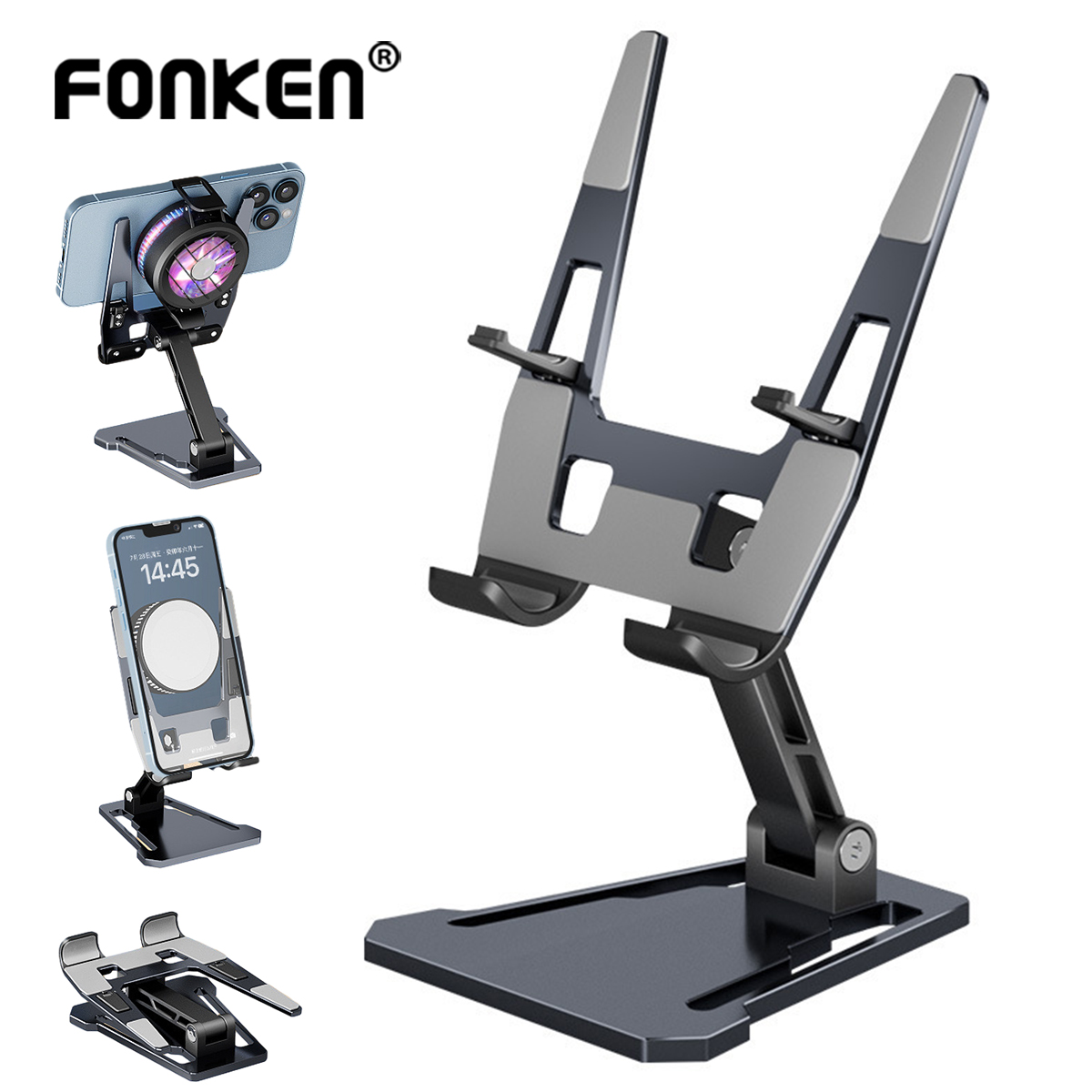 FONKEN ゲーム用クーラースロット付き折りたたみ式携帯電話スタンド