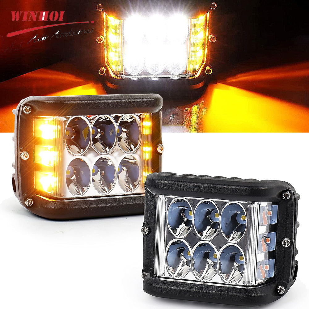 1PC 車 LED ワークライトストロボ付き 3 サイド Led 警告フラッシュライト 12-24V LED ヘッドライト ATV オフロード 4X4 トラックフォグランプ