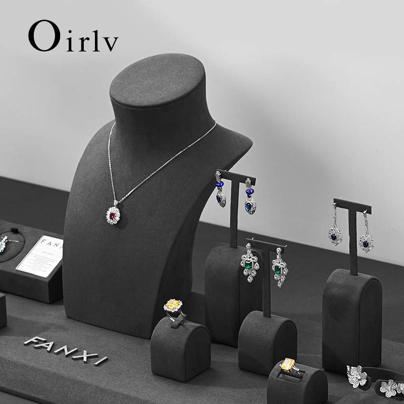 Oirlv グレー ジュエリーディスプレイ小道具 リングイヤリングネックレススタンド 店舗ウィンドウカウンターショーケースラック ジュエリーディスプレイスタンド用