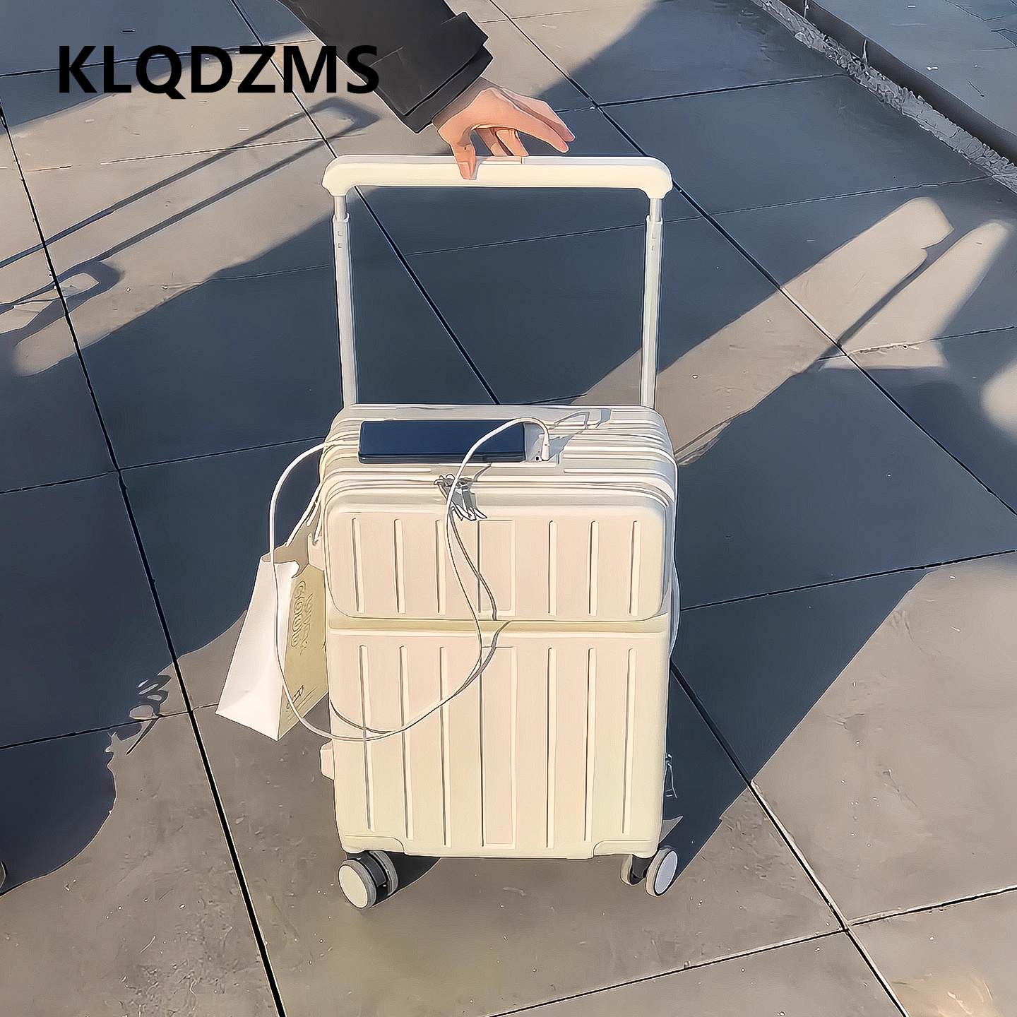 KLQDZMS ローリングスーツケース フロントオープニング 20 "22" ラップトップ搭乗ケース 充電トロリーケース メンズ 24"26 インチ キャビンラゲッジ