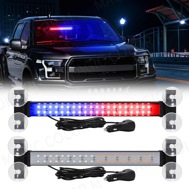 40 LED ストロボライト緊急フラッシュ警告ランプ自動フロントガラスバー交通アドバイザー懐中電灯赤青カーアクセサリー 12V-24V