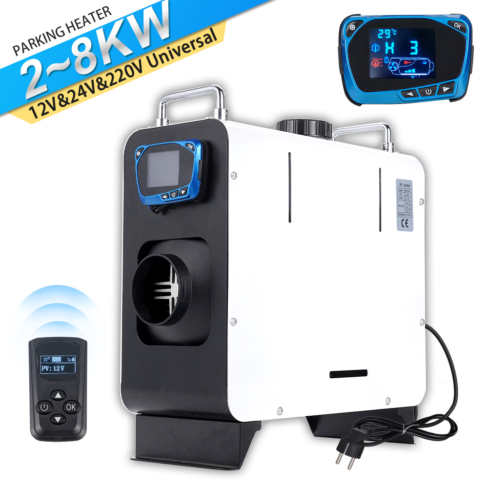 12 V/24 V/220 V オールインワンディーゼルエアヒーター 2/8KW カーヒーターサイレンサーリモコン付き車トラックボート RV パーキングヒーター