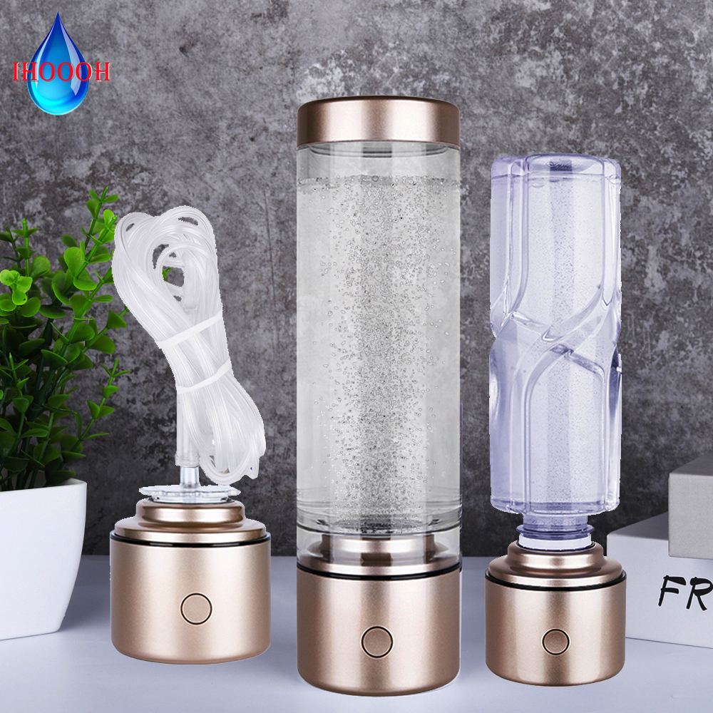 IHOOOH ナノリッチ水素水生成器ボトルアンチエイジングアルカリ H2 カップ電気分解イオナイザー呼吸器 5000PPB