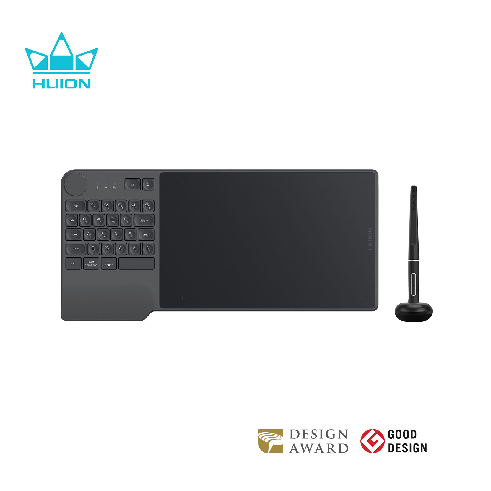 HUION KD200 ワイヤレス描画タブレット Inspiroy キーダイヤル Bluetooth グラフィックタブレットキーボードダイヤル 5 カスタマイズされたエクスプレスキー 8.9x5.6