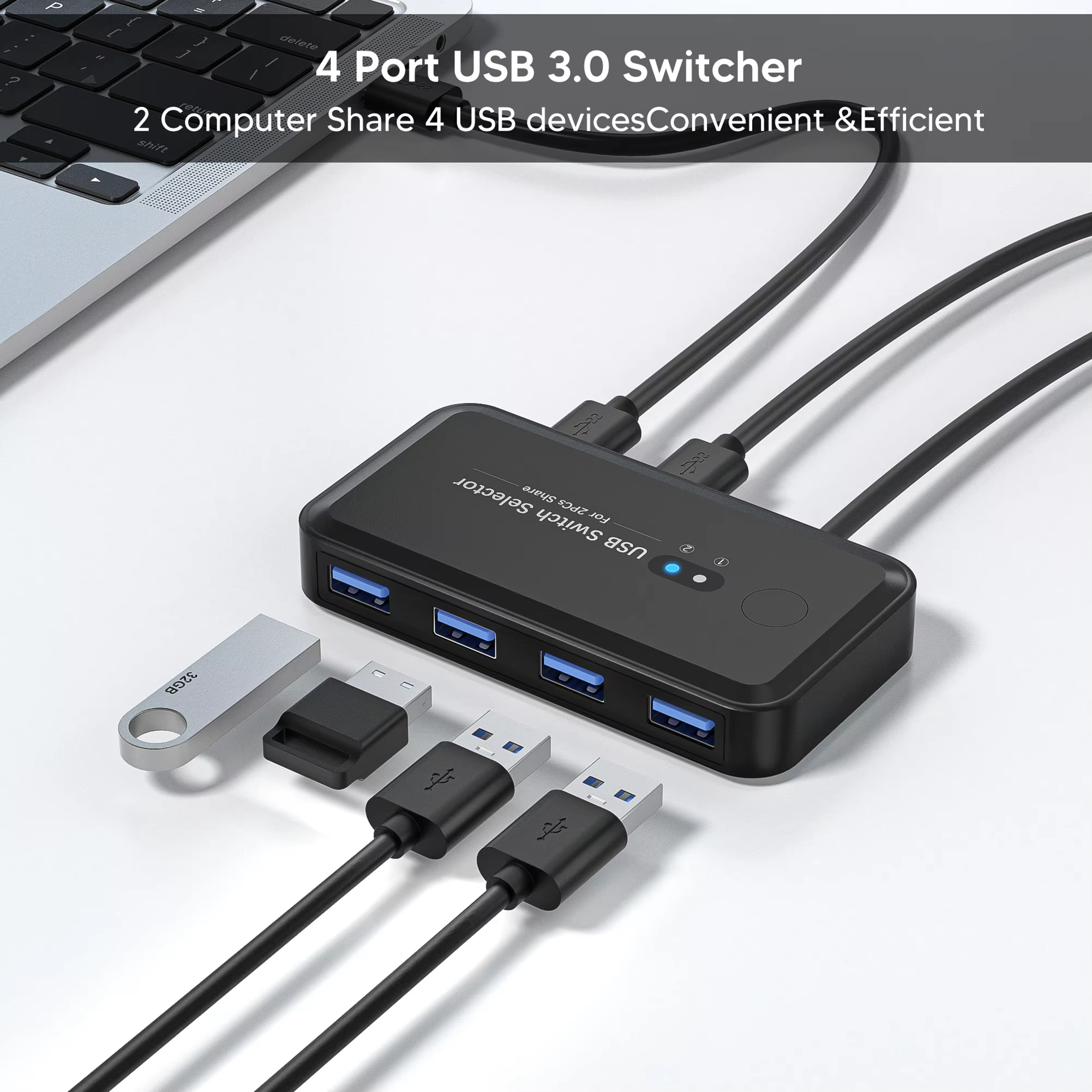 USB 3.0 スイッチ KVM スイッチャー セレクター ハブ ドッキング ステーション ドック 2 台のラップトップ PC 共有キーボード マウス USB デバイス プリンター SSD 用