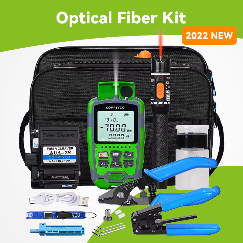 AUA-7S ファイバークリーバー付き FTTH 光ファイバーツールキット -70~ 10dBm/-50~ 26dBm 3 in 1 ミニ光パワー 10mw 視覚的障害探知機