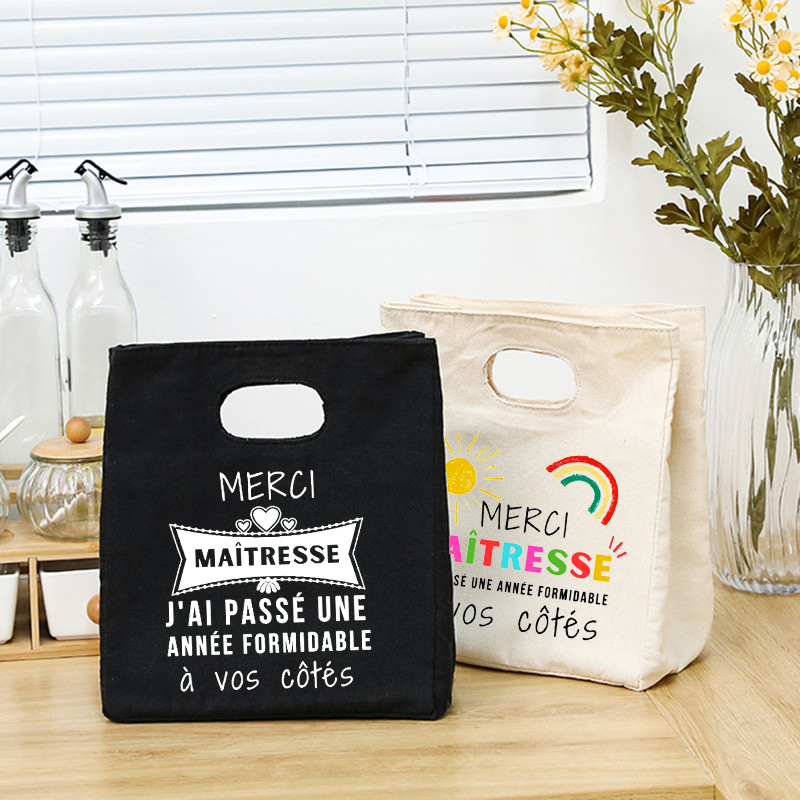 Merci Maîtresse Insulated Lunch Bag for Women Cooler Bag Thermal Bag Portable Lunch Box Bags Ice Pack Tote Food Picnic Bags Gift