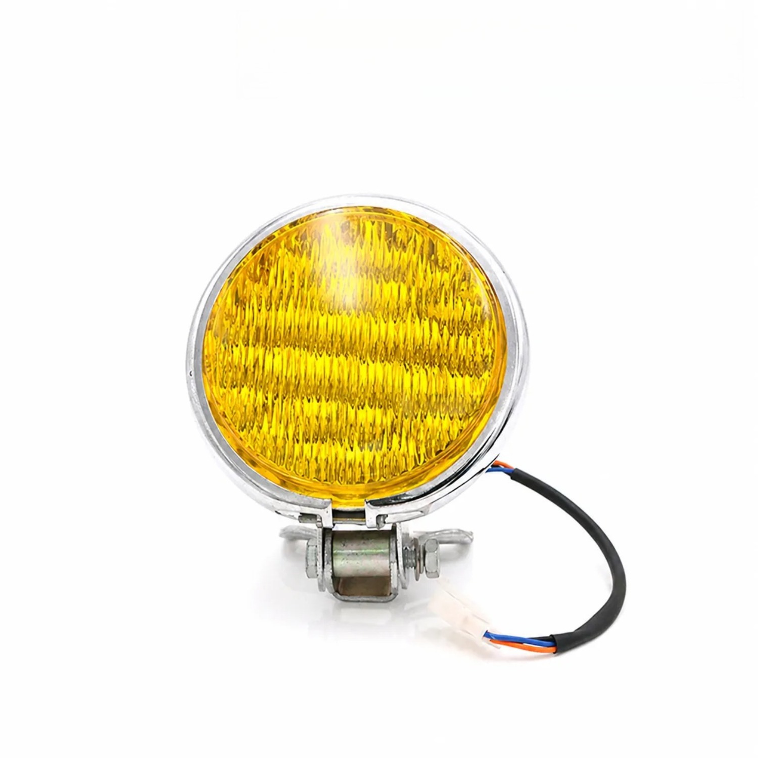 レトロオートバイ LED ヘッドライトアセンブリ イエローガラスレンズ付き ハーレーホンダオートバイ交換部品と互換性あり