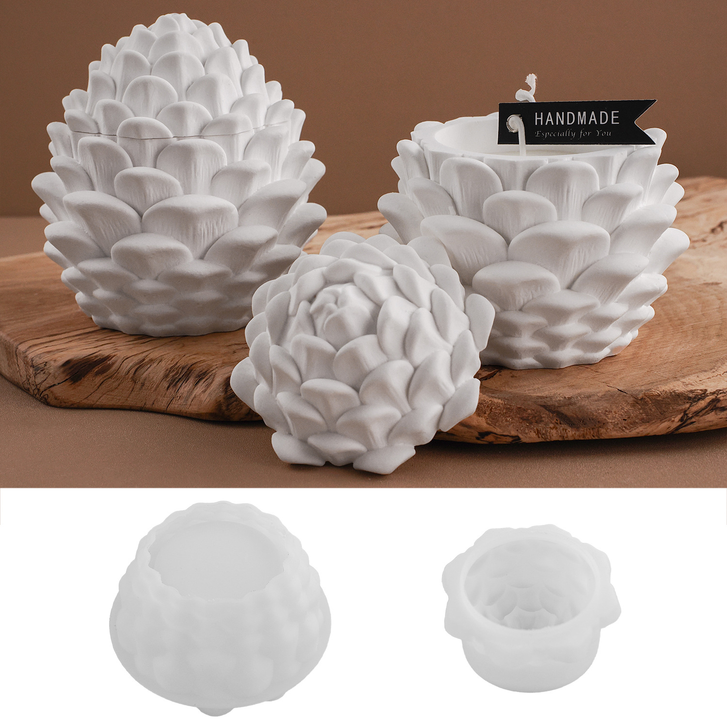 松ぼっくりシリコンモールド 3D 松ぼっくりキャンドルホルダージャー DIY 石膏セメントエポキシ樹脂保存容器家の装飾クラフト