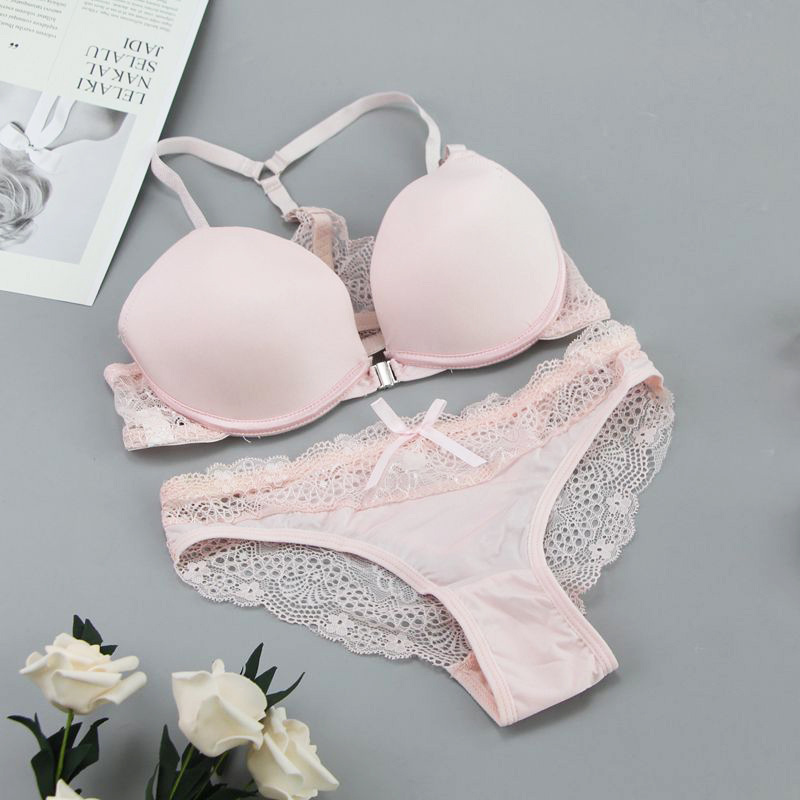 新しいファッション Bralette セクシーなランジェリーのシームレスなプッシュアップブラセットフロント閉鎖キャンディーカラーの下着女性小さいサイズのブラジャー
