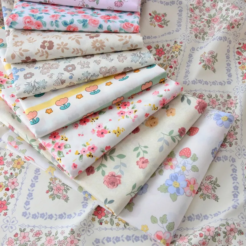 50X160cm 純粋な綿ツイル生地田園花柄綿 100% 生地 DIY 衣類ベッドシートパッチワーク花