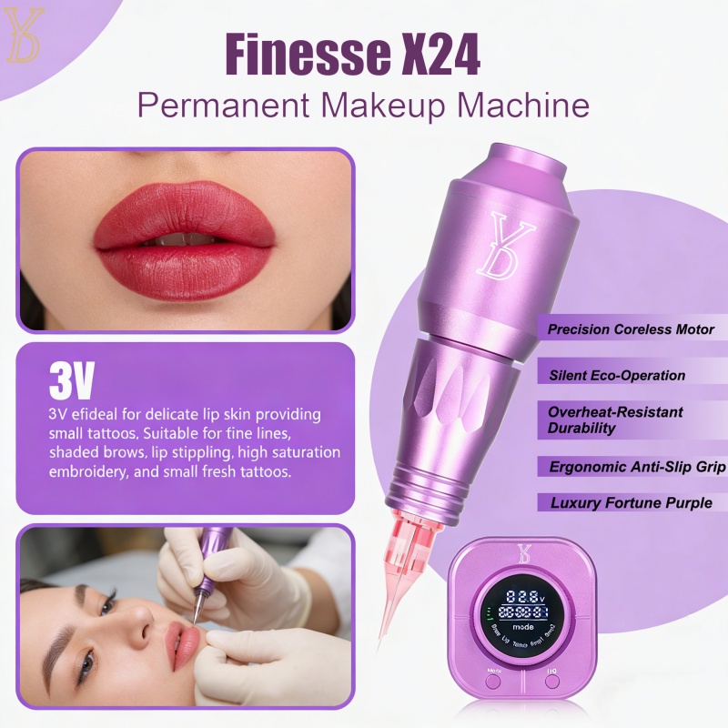 YDPMU フィネス X24 アートメイクタトゥーマシンキット Microblading リップ眉毛頭皮タトゥーロータリーモーターペン 3.5 ミリメートルストローク