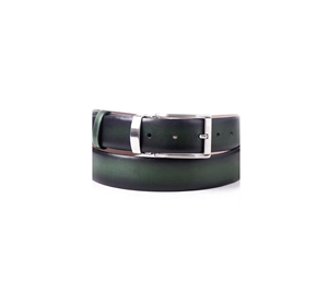 Handcrafted men's pearl-embossed leather belt with a stylish, uniquely designed metal buckle; made in Turkey