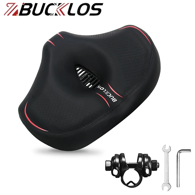 BUCKLOS 自転車幅広サドル人間工学に基づいた厚みのある快適なロードマウンテンバイクノーズレスサドル特大自転車シート自転車部品