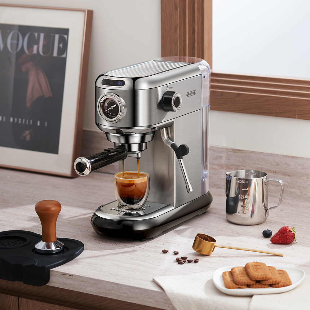 CafeLffe コーヒーメーカー Cafetera 20 Bar Inox 半自動スーパースリム ESE POD