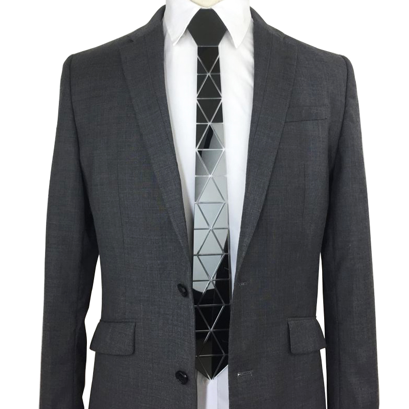 Wholesale Handmade Men Premium Hexagon Elegant Necktie Luxury Mirror Acrylic Tie