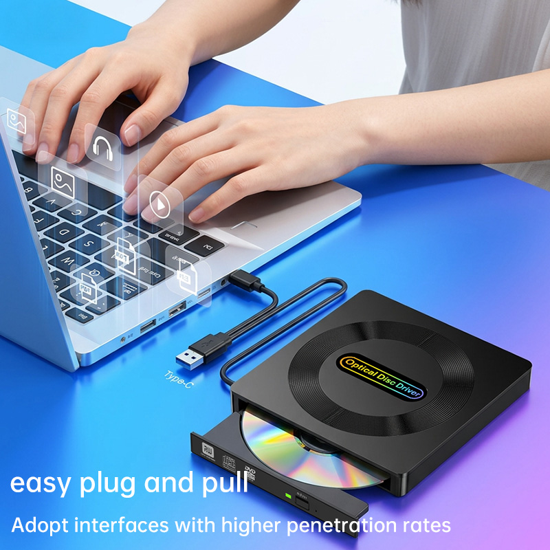 Deeppartner 多機能 DVD プレーヤー高速データ転送 7-in-1 光学ドライブ USB 3.0 Type-c 外部ポータブル CD/DVD リーダー