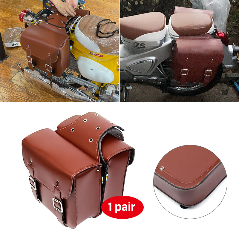 レトロファッションバイクオートバイサドルバッグポーチ収納ケースサイド荷物タンクスーツケース防水 Pu レザーバイク部品