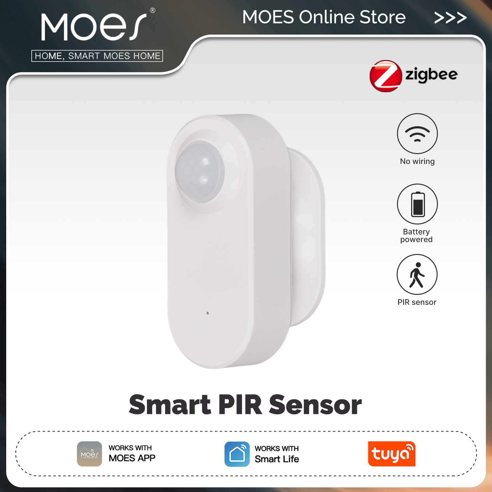 MOES Zigbee 3.0 Tuya スマート PIR モーションセンサー人体赤外線検出器バッテリー駆動スマートライフアプリ Alexa Google で動作