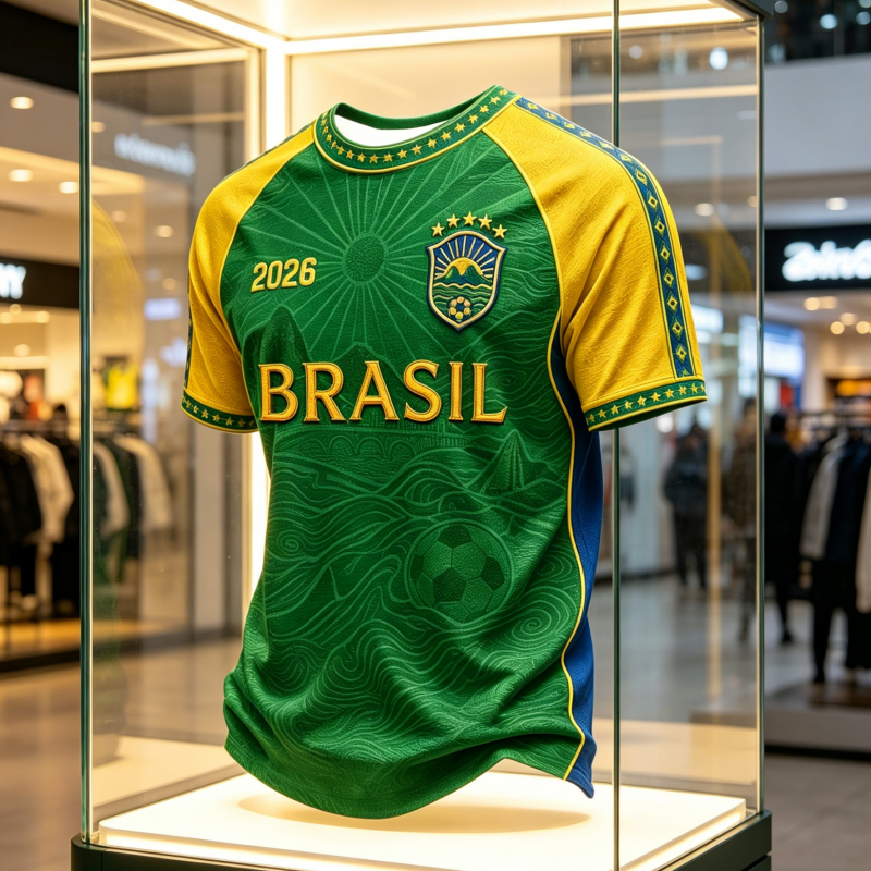 2026 ブラジルテーマのファンプリントフットボールシャツ、カジュアルで快適なスポーツ通気性速乾性親子 T シャツ