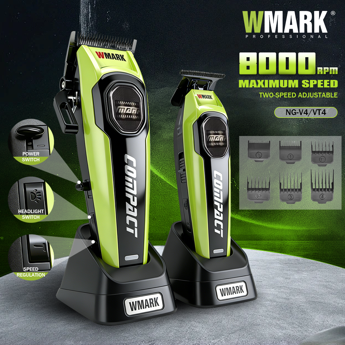 WMARK トリマープロフェッショナル DLC アウターローターバリカン電動コンパクト 8000RPM ブラシレスモータートリマー男性用 NG-VT4 NG-V4