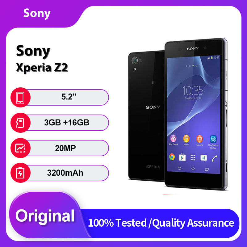 オリジナルロック解除 Sony Xperia Z2 D6503 Bluetooth 携帯電話 20MP 5.2 インチ 16 ギガバイト 3 ギガバイト RAM