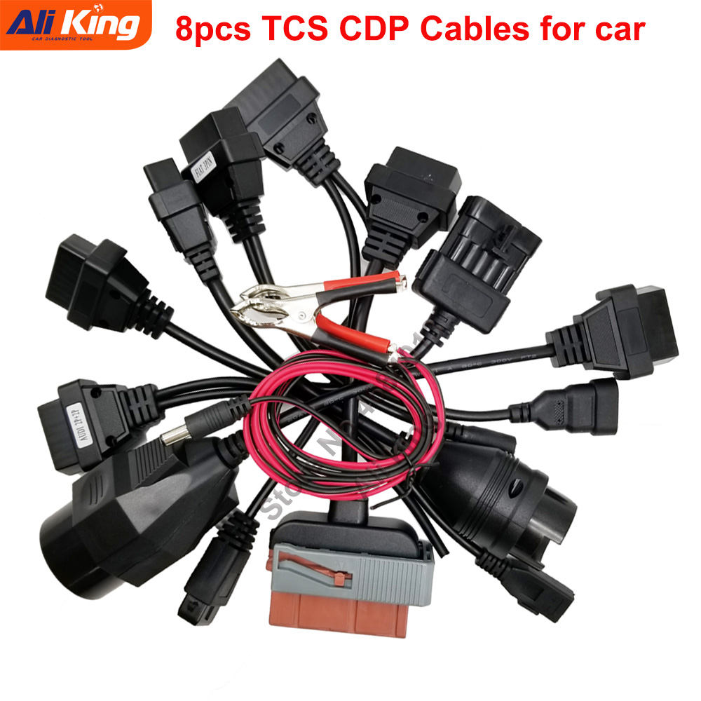 ホット販売 TCS CDP ケーブルフルセット 8 個カーケーブルアダプタ OBD2 診断コネクタケーブルフルセット 8 カーケーブル TCS CDP プロ