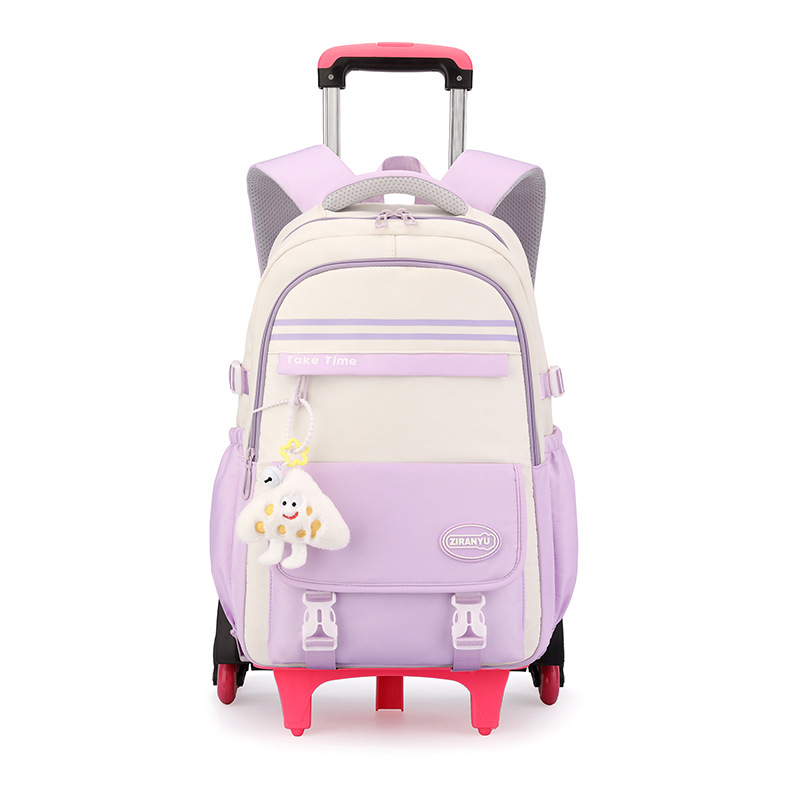 スクールローリングバックパック女の子のためのランドセルトロリーバッグホイール付き防水整形外科スクールバッグ学生車輪付きバックパック