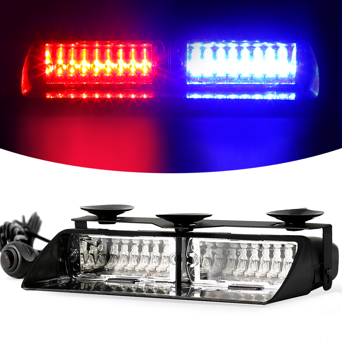 16 LED ストロボ信号緊急フロントガラス警告ビーコンライト赤青黄アンバー白緑自動車アクセサリー