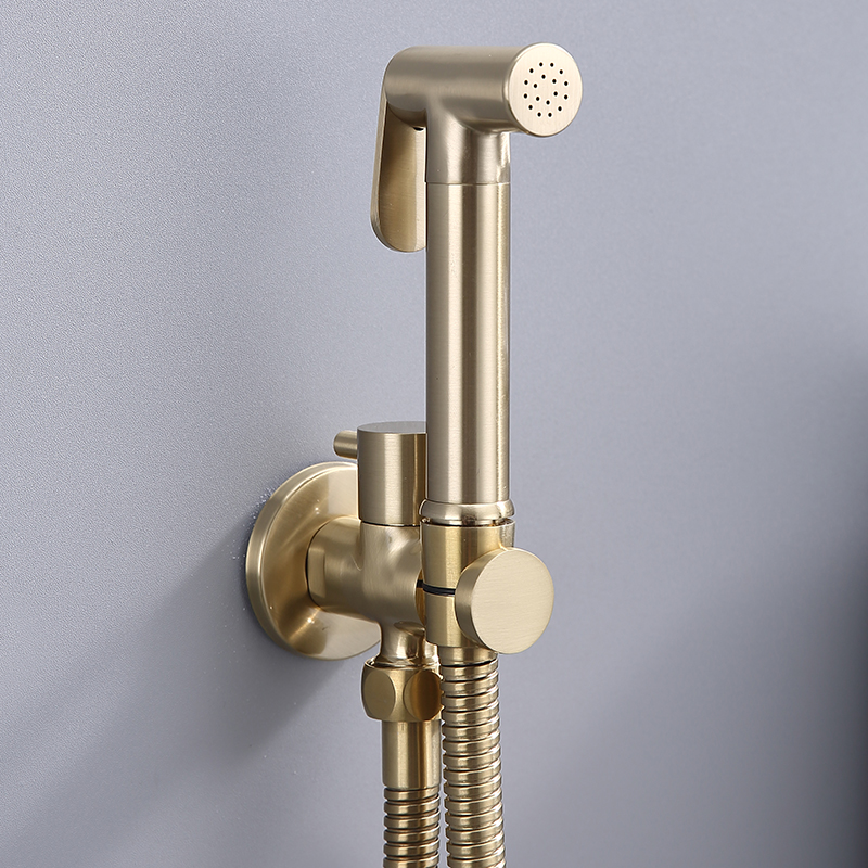 真鍮ハンドヘルドトイレビデスプレーセットアクセサリー黒ビデ蛇口浴室用ハンドスプレーシャワージェットセルフクリーニングゴールド