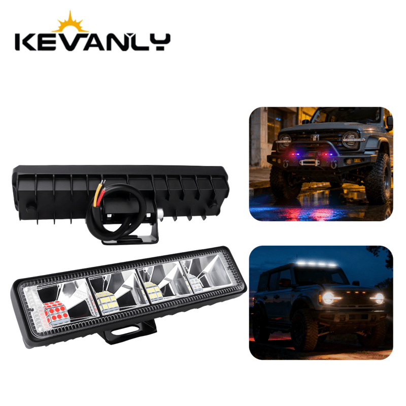 1/2pcs Car Work Light 24LED Spotlight Bar 3-Color Led Combo Beam 12V-24V For 4x4 Off-road SUV ATV Tractor Boat Trucks forklifts