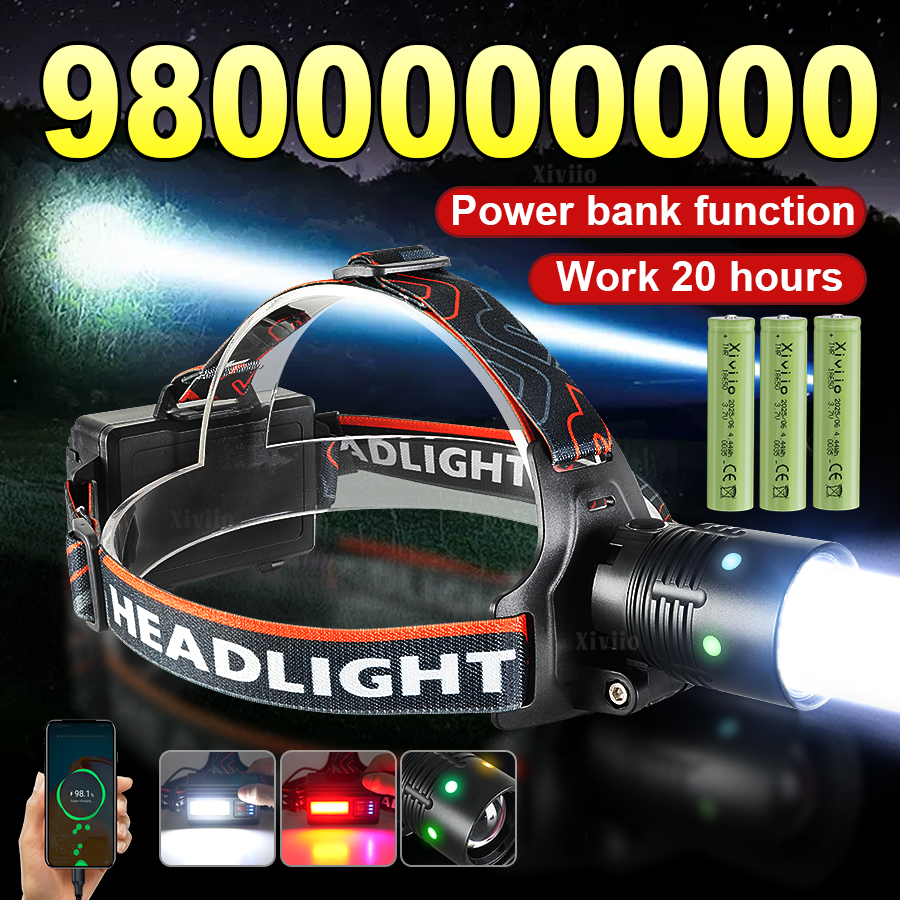 Newest Super Bright High Power Headlights Rechargeable Flashlight Tactical Zoom 18650 Powerful Waterproof Headlamp for Fishing