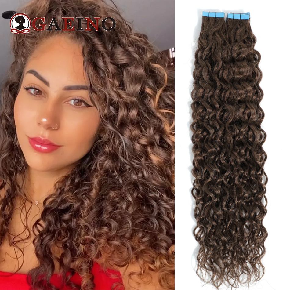 テープインヘアエクステンション ウォーターウェーブ 本物の人毛 2