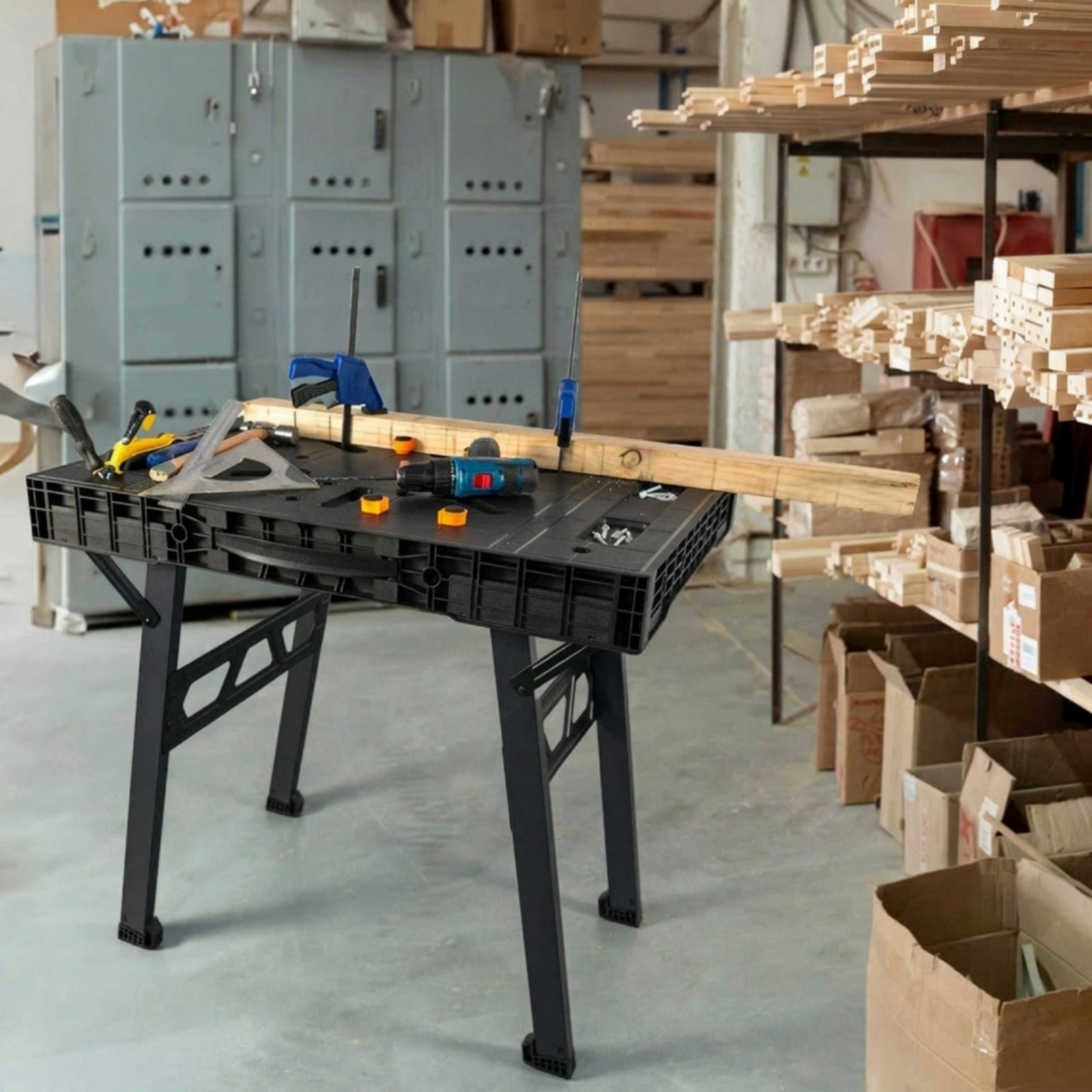 折りたたみ式作業台大耐荷重鋸馬作業台ポータブル作業テーブル木工、作業場、ガレージ用コンパクト