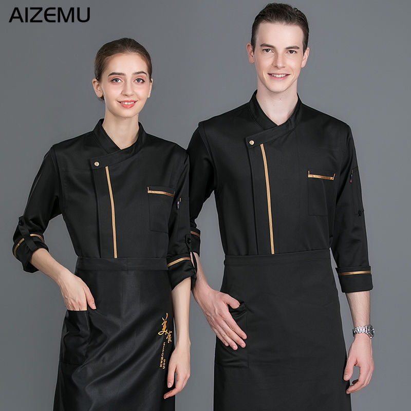 卸売ユニセックスキッチンシェフレストラン制服シャツサービスベーカリー通気性ダブルブレストシェフドレスシェフジャケットエプロン
