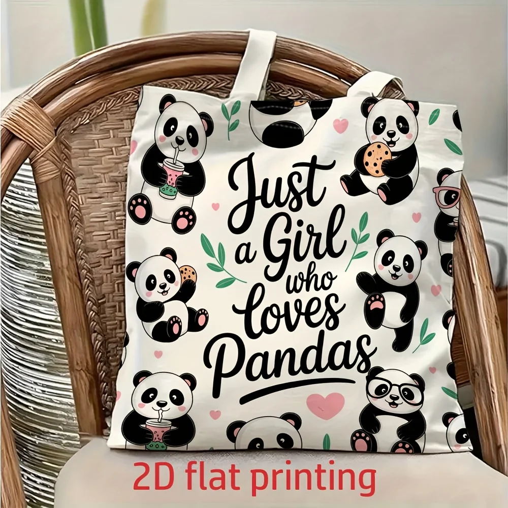1pc Cute Panda Tote Bag, Reusable Shopping Bag, Suitable for Daily Use, Shopping, School and Travel, A Fun Gift for Panda Lovers